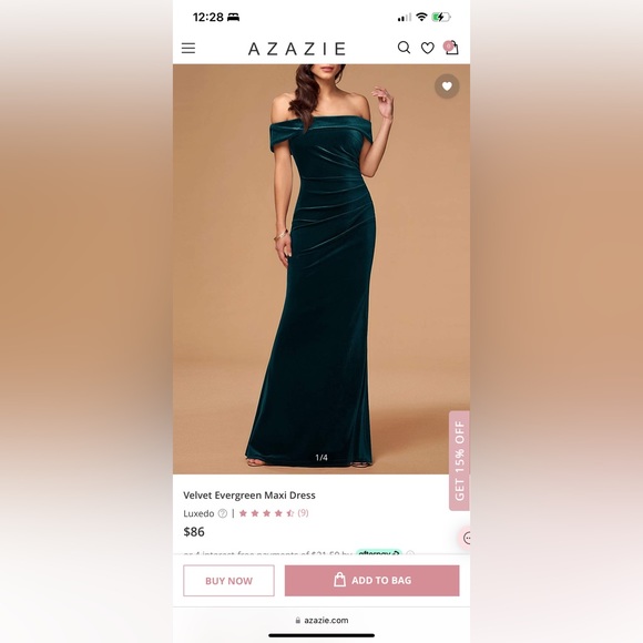 Velvet Evergreen Maxi Dress NWT (medium) - Picture 4 of 5